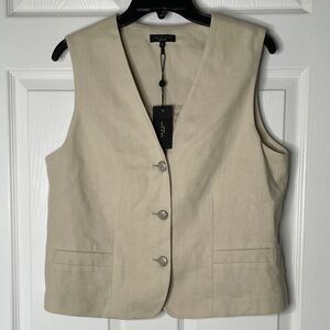 NWT Rag & Bone Albany Linen & Cotton Vest - Sand